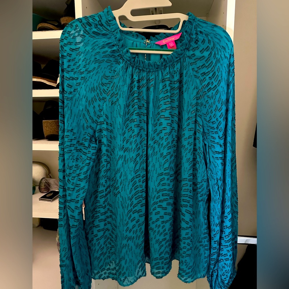 Lilly Pulitzer Teal Silk Blouse